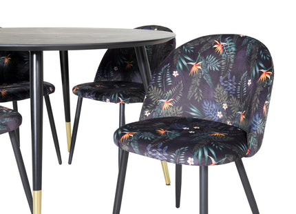 Venture Home Dipp & Velvet Runda Matbord ⌀115 Svart + Matstolar 2-pack Svart