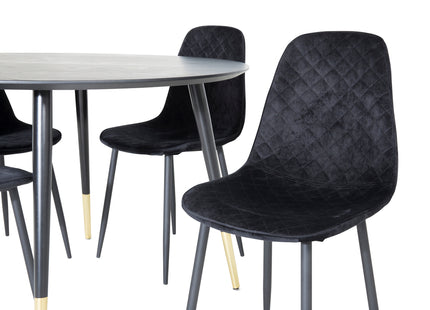 Venture Home Dipp & Polar Runda Matbord ⌀115 Svart + Matstolar 2-pack Svart