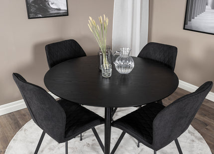 Venture Home Gemma & Dipp Matstolar 2-pack Svart + Runda Matbord ⌀115 Svart