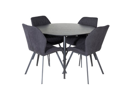 Venture Home Gemma & Dipp Matstolar 2-pack Svart + Runda Matbord ⌀115 Svart
