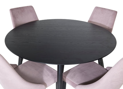 Venture Home Leone & Dipp Matstolar 2-pack Dammig rosa + Runda Matbord ⌀115 Svart