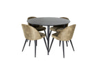 Venture Home Dipp & Velvet Runda Matbord ⌀115 Svart + Matstolar 2-pack Grön