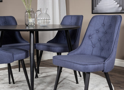 Venture Home Dipp & Velvet Deluxe Runda Matbord ⌀115 Svart + Matstolar 2-pack Blå
