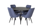 Venture Home Dipp & Velvet Deluxe Runda Matbord ⌀115 Svart + Matstolar 2-pack Blå