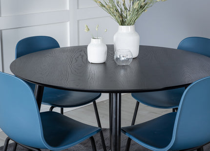 Venture Home Arctic & Dipp Matstolar 2-pack Blå + Runda Matbord ⌀115 Svart