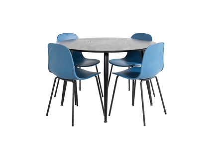 Venture Home Arctic & Dipp Matstolar 2-pack Blå + Runda Matbord ⌀115 Svart