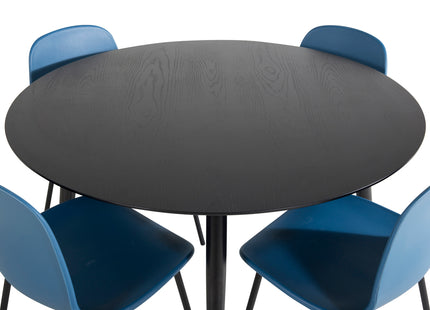 Venture Home Arctic & Dipp Matstolar 2-pack Blå + Runda Matbord ⌀115 Svart