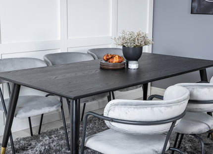 Venture Home Arrow & Dipp Matstolar 2-pack Grå + Rektangulära Matbord 180 x 90 Svart