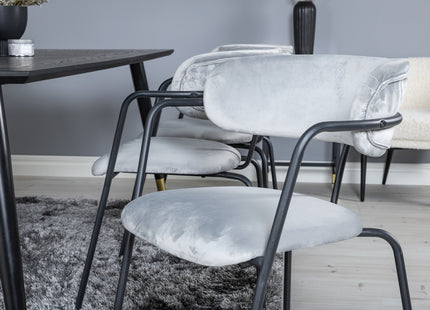 Venture Home Arrow & Dipp Matstolar 2-pack Grå + Rektangulära Matbord 180 x 90 Svart