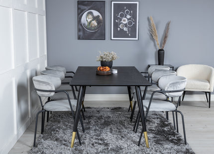 Venture Home Arrow & Dipp Matstolar 2-pack Grå + Rektangulära Matbord 180 x 90 Svart