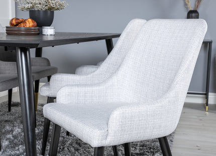 Venture Home Plaza & Dipp Matstolar 2-pack Grå + Rektangulära Matbord 180 x 90 Svart