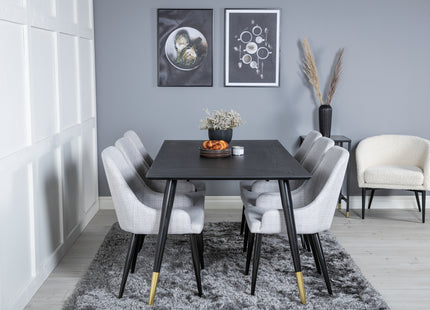 Venture Home Plaza & Dipp Matstolar 2-pack Grå + Rektangulära Matbord 180 x 90 Svart