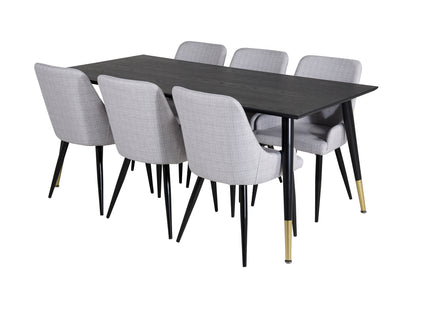 Venture Home Plaza & Dipp Matstolar 2-pack Grå + Rektangulära Matbord 180 x 90 Svart