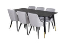 Venture Home Plaza & Dipp Matstolar 2-pack Grå + Rektangulära Matbord 180 x 90 Svart