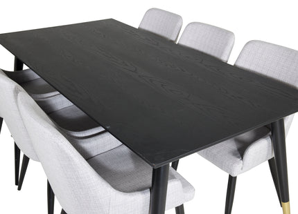 Venture Home Plaza & Dipp Matstolar 2-pack Grå + Rektangulära Matbord 180 x 90 Svart