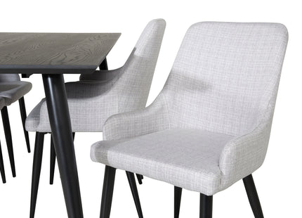 Venture Home Plaza & Dipp Matstolar 2-pack Grå + Rektangulära Matbord 180 x 90 Svart
