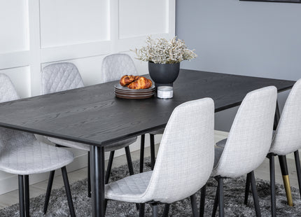 Venture Home Dipp & Polar Rektangulära Matbord 180 x 90 Svart + Matstolar 2-pack Grå