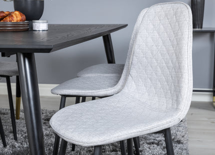 Venture Home Dipp & Polar Rektangulära Matbord 180 x 90 Svart + Matstolar 2-pack Grå