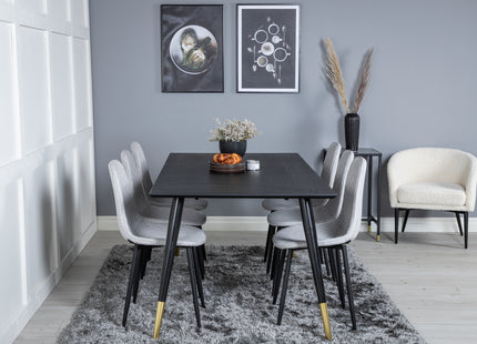 Venture Home Dipp & Polar Rektangulära Matbord 180 x 90 Svart + Matstolar 2-pack Grå