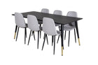 Venture Home Dipp & Polar Rektangulära Matbord 180 x 90 Svart + Matstolar 2-pack Grå