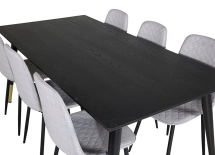 Venture Home Dipp & Polar Rektangulära Matbord 180 x 90 Svart + Matstolar 2-pack Grå