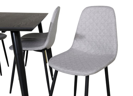 Venture Home Dipp & Polar Rektangulära Matbord 180 x 90 Svart + Matstolar 2-pack Grå