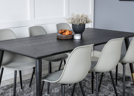 Venture Home Dipp & Polar Rektangulära Matbord 180 x 90 Svart + Matstolar 2-pack Grå
