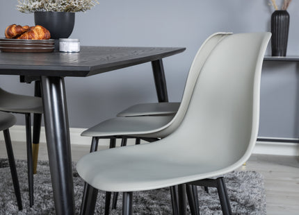Venture Home Dipp & Polar Rektangulära Matbord 180 x 90 Svart + Matstolar 2-pack Grå