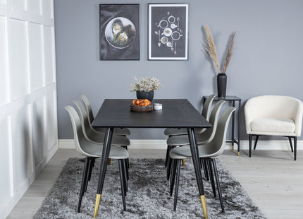 Venture Home Dipp & Polar Rektangulära Matbord 180 x 90 Svart + Matstolar 2-pack Grå