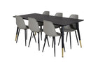 Venture Home Dipp & Polar Rektangulära Matbord 180 x 90 Svart + Matstolar 2-pack Grå