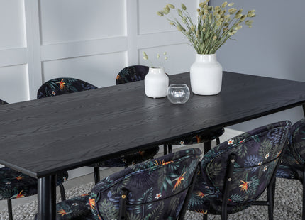 Venture Home Vault & Dipp Matstolar 2-pack Svart + Rektangulära Matbord 180 x 90 Svart