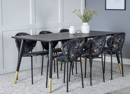 Venture Home Vault & Dipp Matstolar 2-pack Svart + Rektangulära Matbord 180 x 90 Svart
