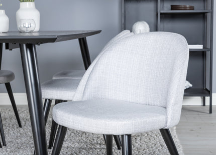 Venture Home Dipp & Velvet Rektangulära Matbord 180 x 90 Svart + Matstolar 2-pack Grå