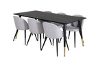 Venture Home Dipp & Velvet Rektangulära Matbord 180 x 90 Svart + Matstolar 2-pack Grå