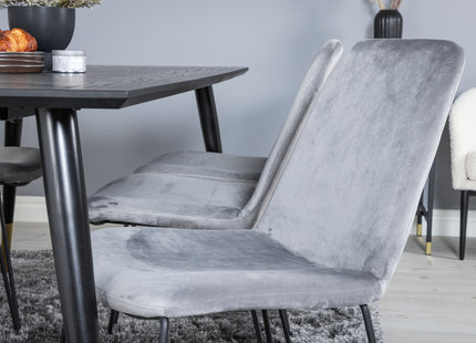 Venture Home Muce & Dipp Matstolar 2-pack Grå + Rektangulära Matbord 180 x 90 Svart