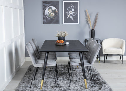 Venture Home Muce & Dipp Matstolar 2-pack Grå + Rektangulära Matbord 180 x 90 Svart