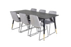 Venture Home Muce & Dipp Matstolar 2-pack Grå + Rektangulära Matbord 180 x 90 Svart