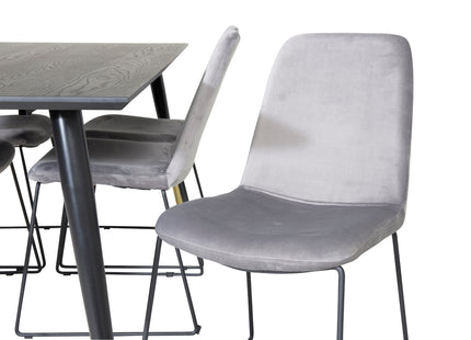 Venture Home Muce & Dipp Matstolar 2-pack Grå + Rektangulära Matbord 180 x 90 Svart