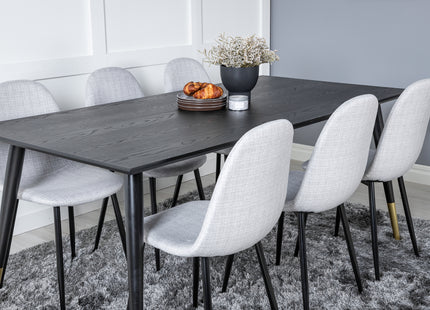 Venture Home Dipp & Polar Rektangulära Matbord 180 x 90 Svart + Matstolar 2-pack Grå