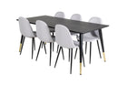 Venture Home Dipp & Polar Rektangulära Matbord 180 x 90 Svart + Matstolar 2-pack Grå