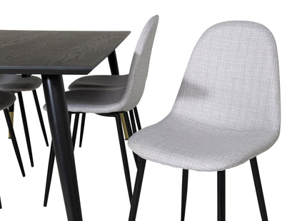 Venture Home Dipp & Polar Rektangulära Matbord 180 x 90 Svart + Matstolar 2-pack Grå