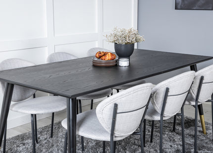 Venture Home Vault & Dipp Matstolar 2-pack Grå + Rektangulära Matbord 180 x 90 Svart