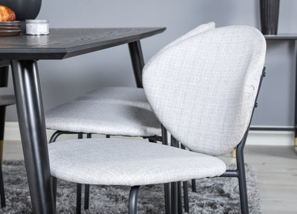 Venture Home Vault & Dipp Matstolar 2-pack Grå + Rektangulära Matbord 180 x 90 Svart