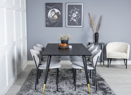 Venture Home Vault & Dipp Matstolar 2-pack Grå + Rektangulära Matbord 180 x 90 Svart