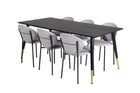 Venture Home Vault & Dipp Matstolar 2-pack Grå + Rektangulära Matbord 180 x 90 Svart