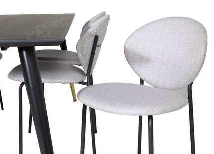 Venture Home Vault & Dipp Matstolar 2-pack Grå + Rektangulära Matbord 180 x 90 Svart