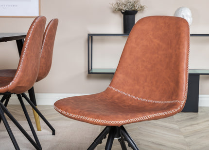 Venture Home Dipp & Polar Rektangulära Matbord 180 x 90 Svart + Matstolar 2-pack Brun