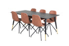 Venture Home Dipp & Polar Rektangulära Matbord 180 x 90 Svart + Matstolar 2-pack Brun