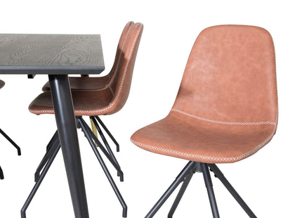 Venture Home Dipp & Polar Rektangulära Matbord 180 x 90 Svart + Matstolar 2-pack Brun