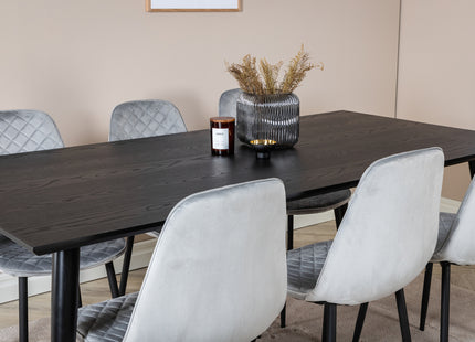 Venture Home Dipp & Polar Rektangulära Matbord 180 x 90 Svart + Matstolar 2-pack Grå